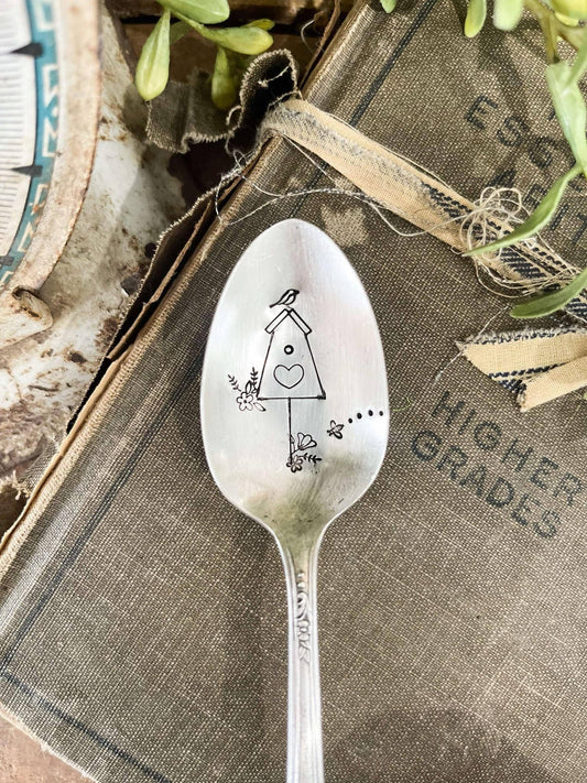 Bird House Vintage Stamped spoon