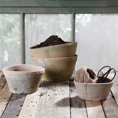 Rustic Terra Cotta Oval Pot - Lrg - Antique Red