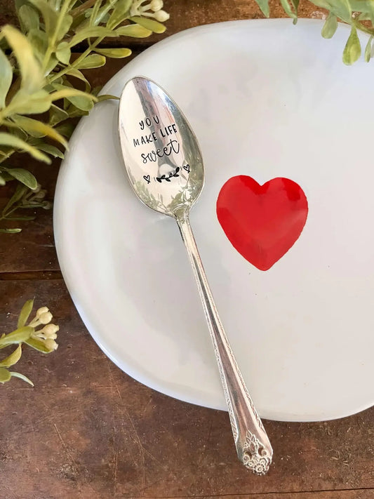 You Make Life Sweet Vintage Stamped Spoon