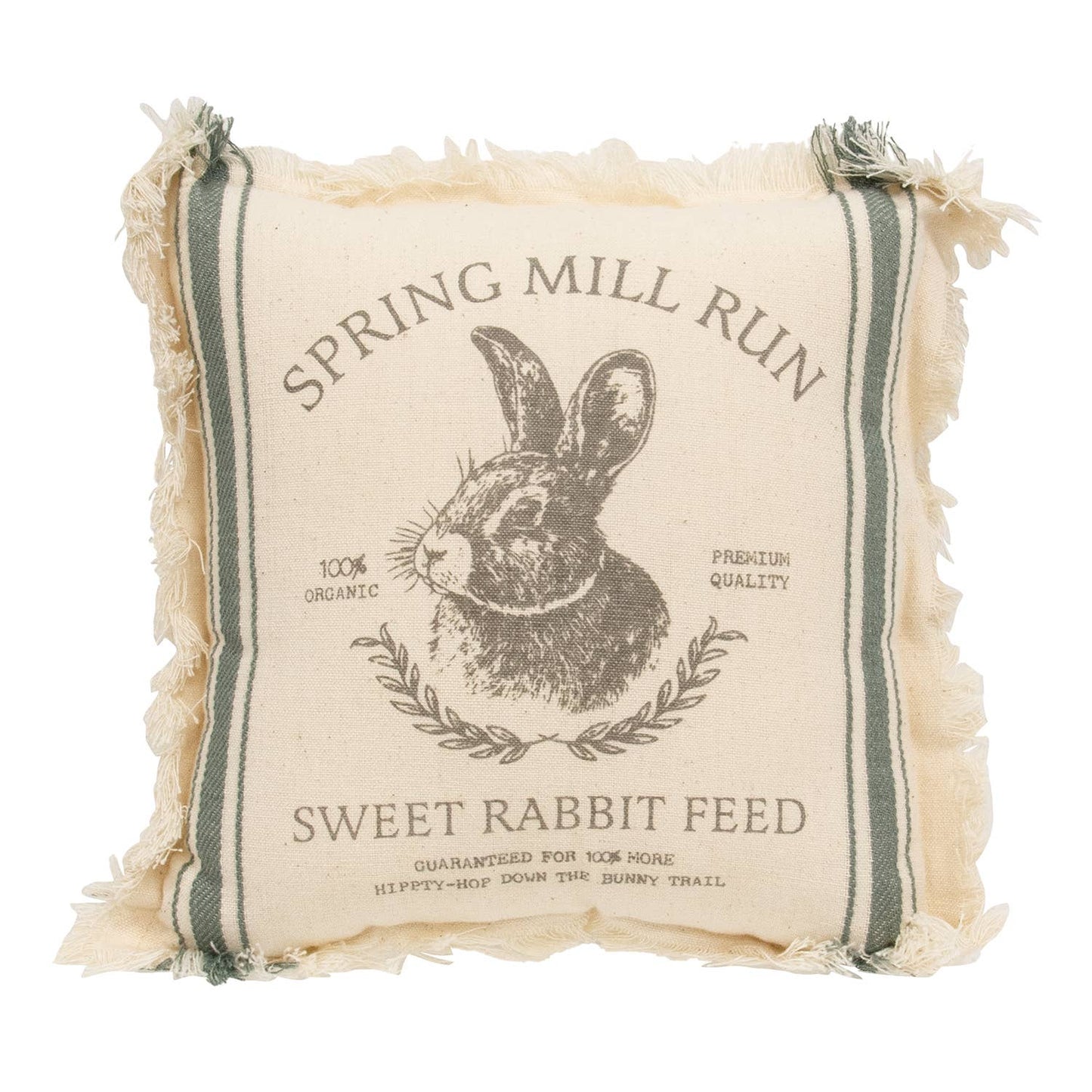 Sweet Rabbit Run Slate Feed Sack Stripe Pillow - 10"