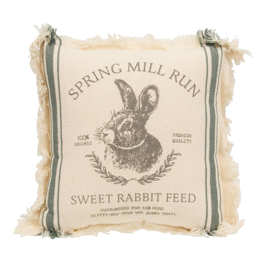 Sweet Rabbit Run Slate Feed Sack Stripe Pillow - 10"