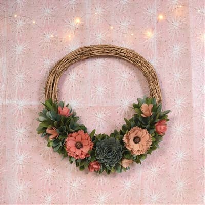 Wood Shaving Wreath - Lrg - Pinks