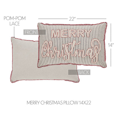 Sawyer Mill Charcoal Merry Christmas Pillow 14x22