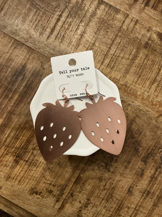 Strawberry Rose Gold Earrings