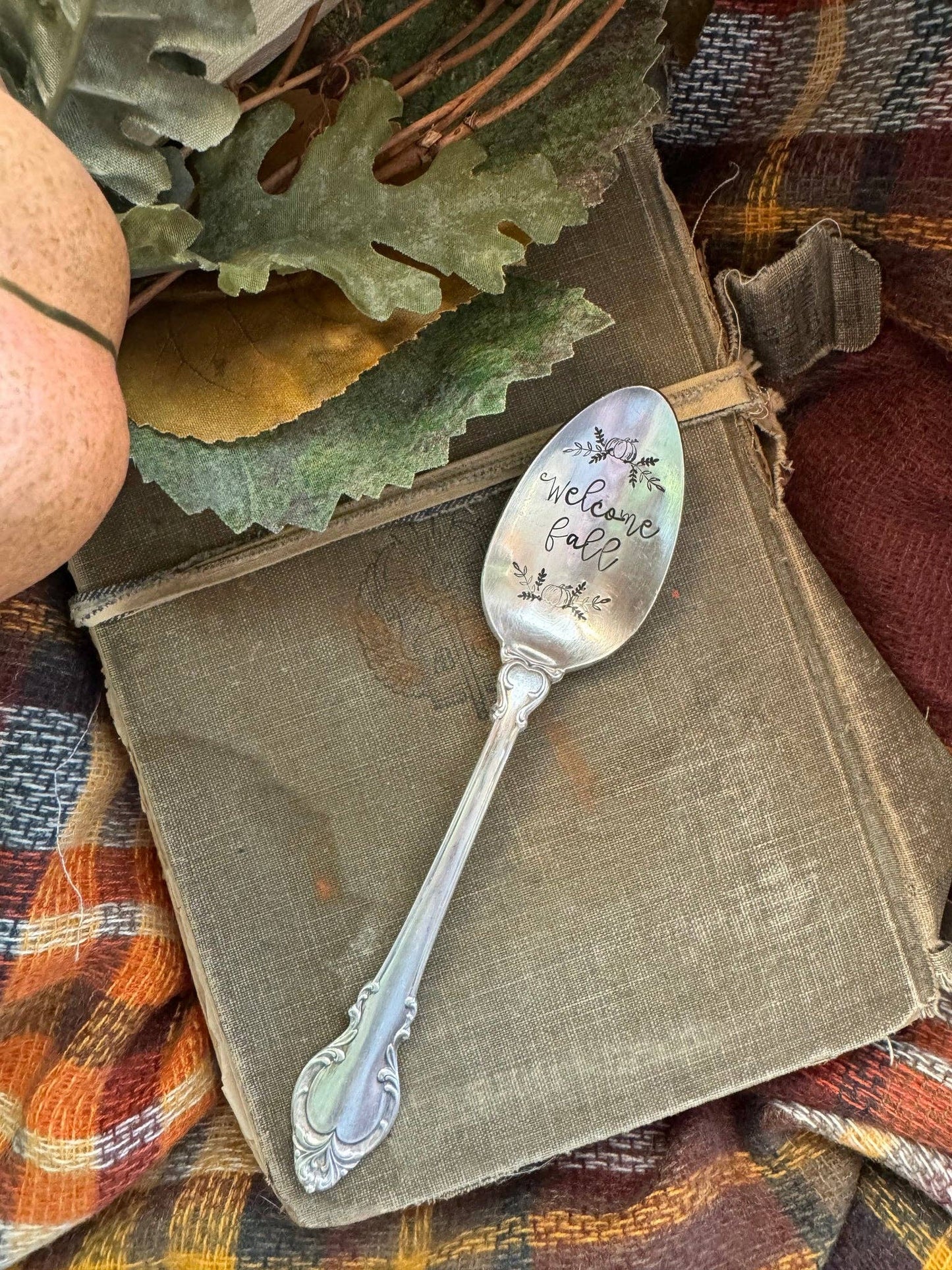 Welcome Fall Vintage Stamped Spoon