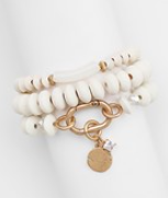 3 Row Caribiner Wooden Bead Bracelet