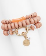 3 Row Caribiner Wooden Bead Bracelet