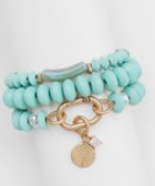 3 Row Caribiner Wooden Bead Bracelet