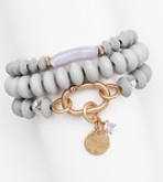 3 Row Caribiner Wooden Bead Bracelet