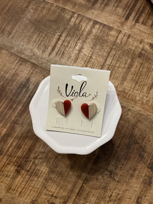 Heart Wood Red earrings
