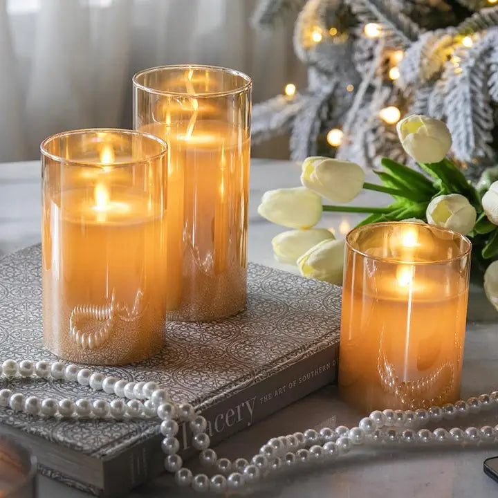 Set 3 LED Wax Candles