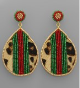 Leopard & Stripe Teardrop Earrings