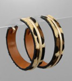 Metal Circle Line Leopard Hoops