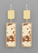 Rectangle Cow Print Earrings