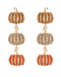 Pave Crystal Pumpkin 3 Drop Earrings