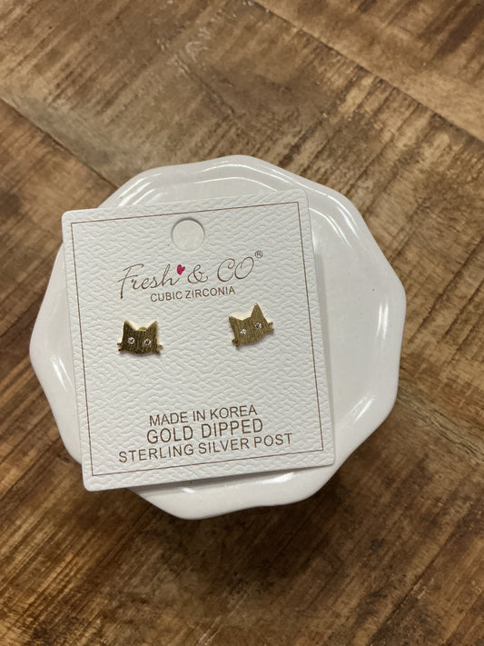 Gold Dipped Cat Earrings