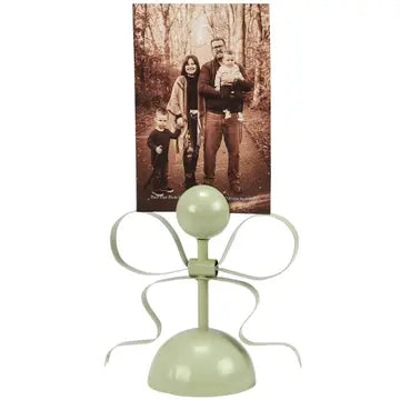 Metal Bow Photo Holder in Green