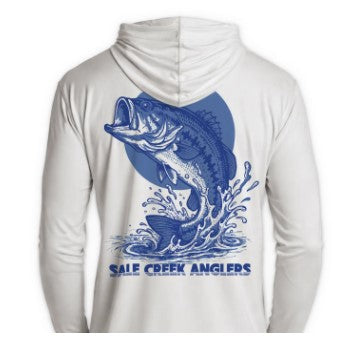 Sale Creek Anglers Largemouth Bass Fishing UPF Hooded Sun Shirt 