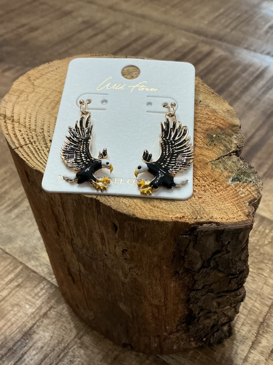 Black and gold eagle earrings