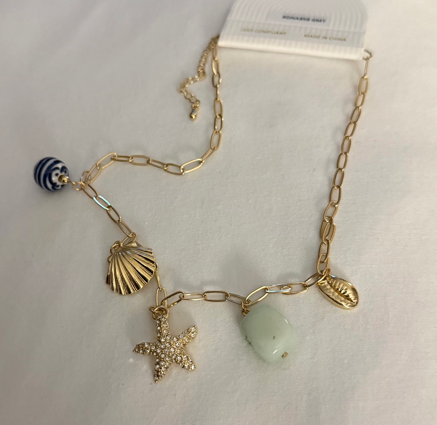Pave Starfish & Sealife Theme Necklace