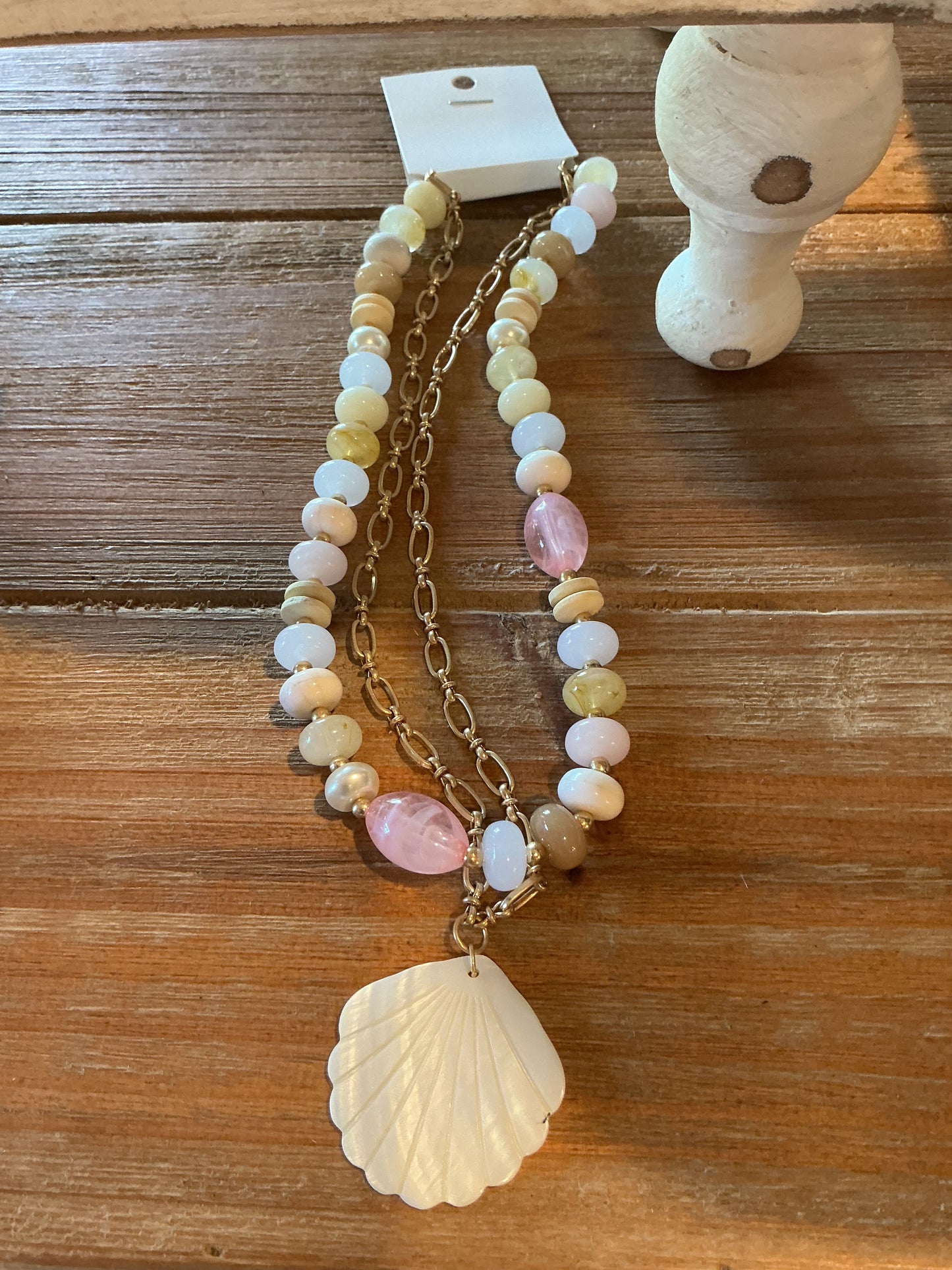Shell charm and beads necklace