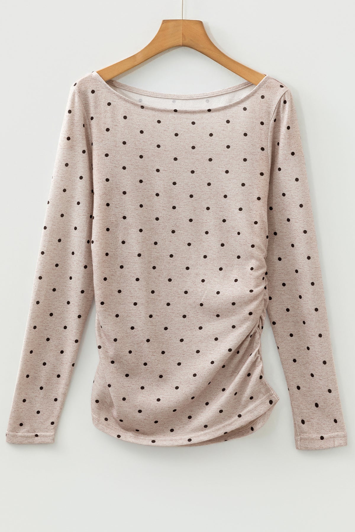 Jet Stream Polka Dot Boat Neck Knit Long Sleeve T-shirt
