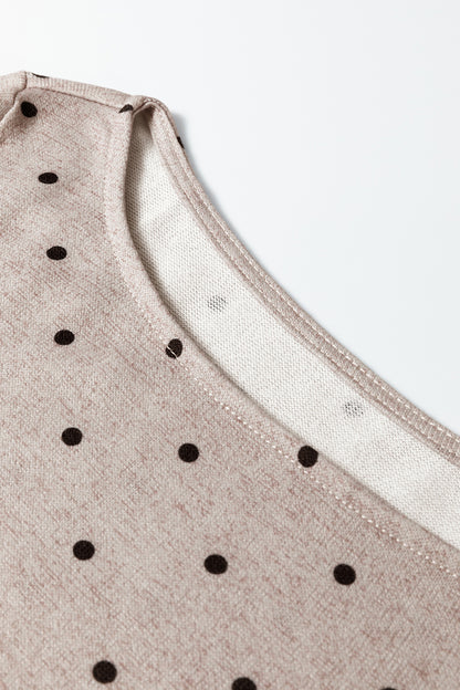 Jet Stream Polka Dot Boat Neck Knit Long Sleeve T-shirt