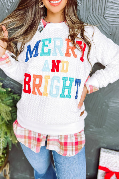 White Merry and Bright Cable Knit Sweatshirt
