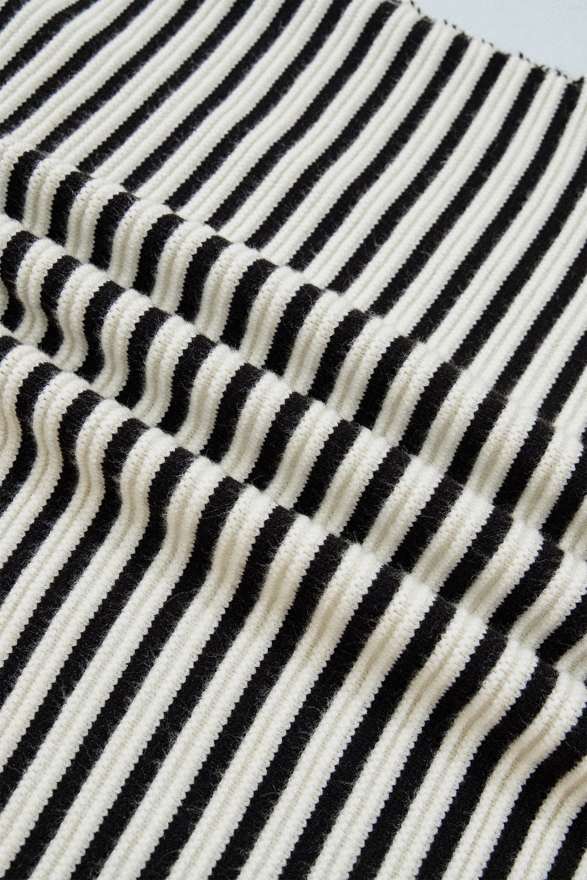 Black Stripe Ribbed Trim Drop Shoulder Oversized Sweater