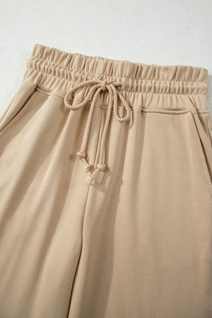 Loose Tee Drawstring Wide Leg Pant Set