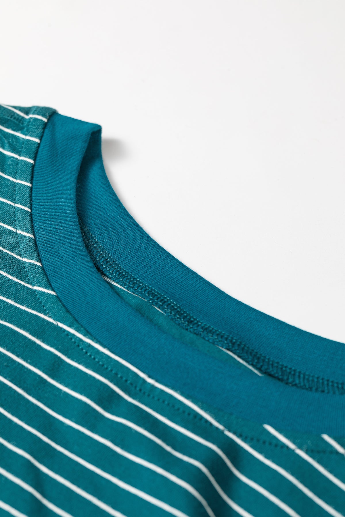 Green Stripe Dropped Shoulder Long Sleeve Pant Set