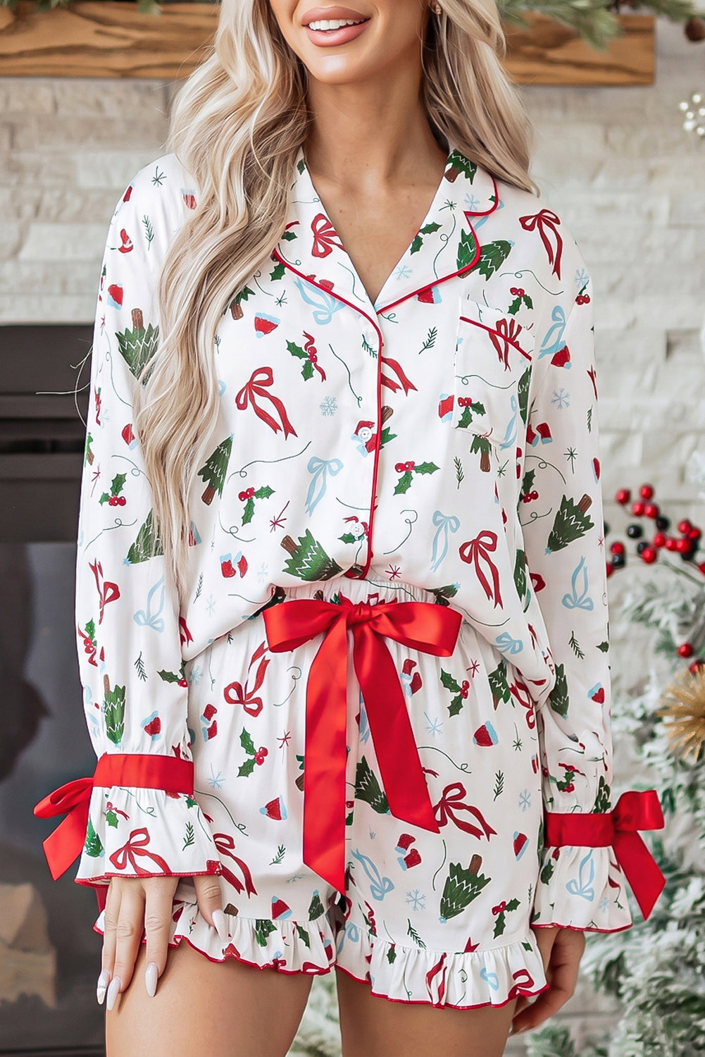 Long Sleeve and Shorts Pajama Set