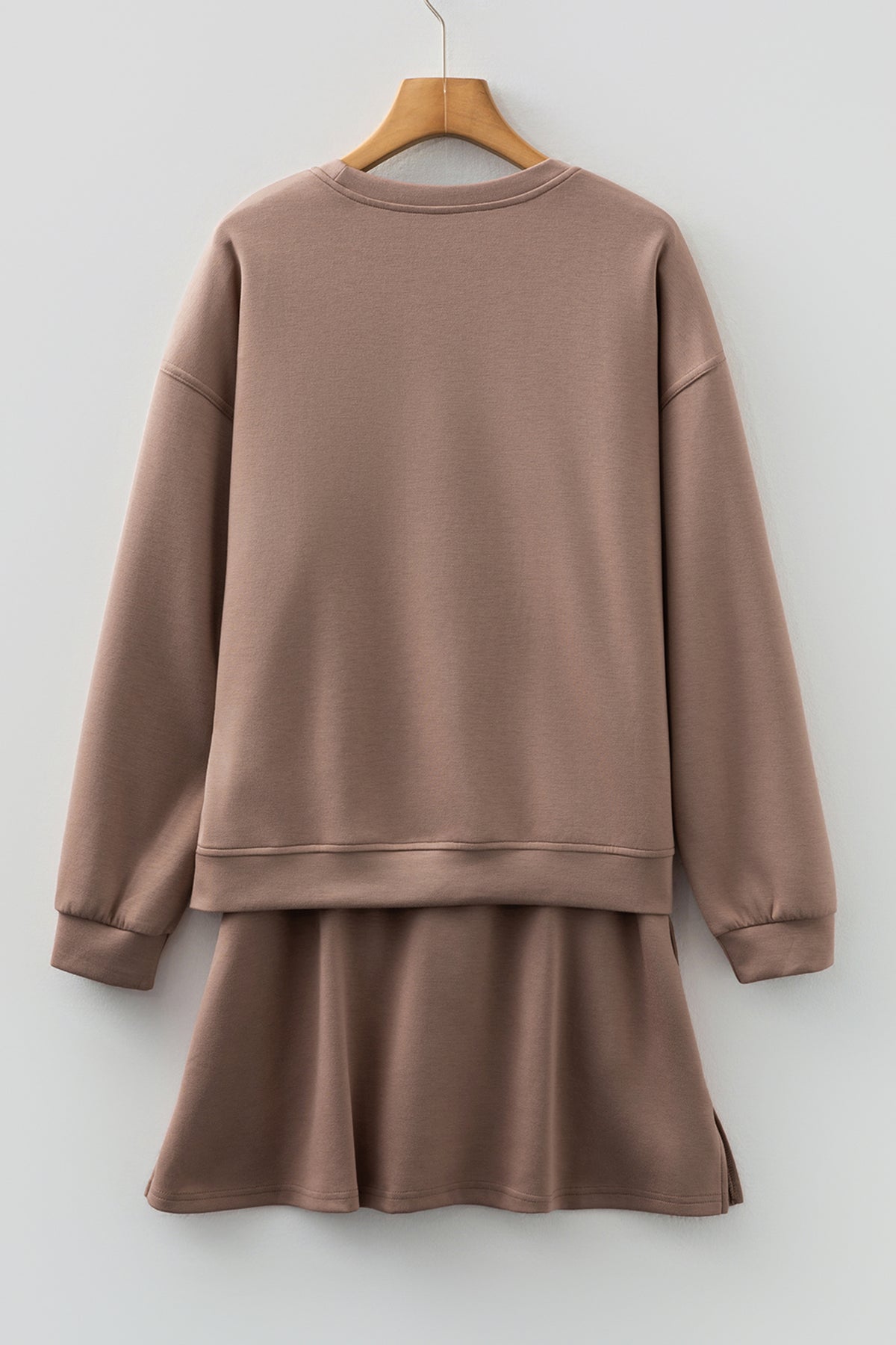 Drop Shoulder Pullover Drawstring Mini Skirt - 2 Piece Outfit