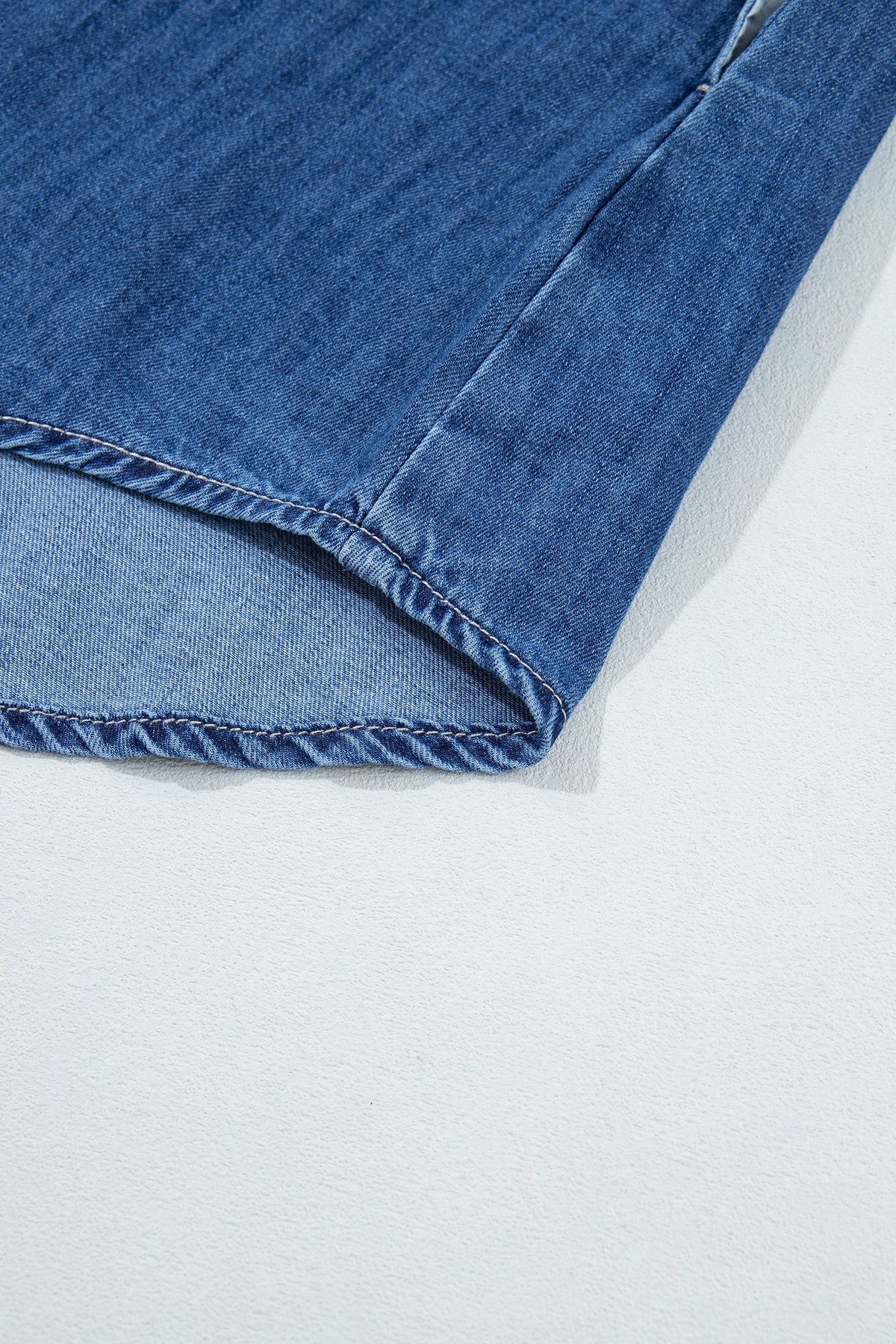 Sail Blue Western Patch Pockets Tunic Length Denim Shirt