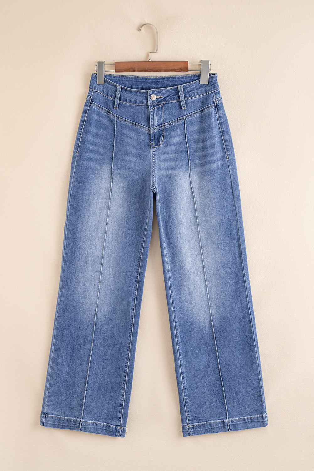 Beau Blue Tailored Center Seam Detail Straight Jeans