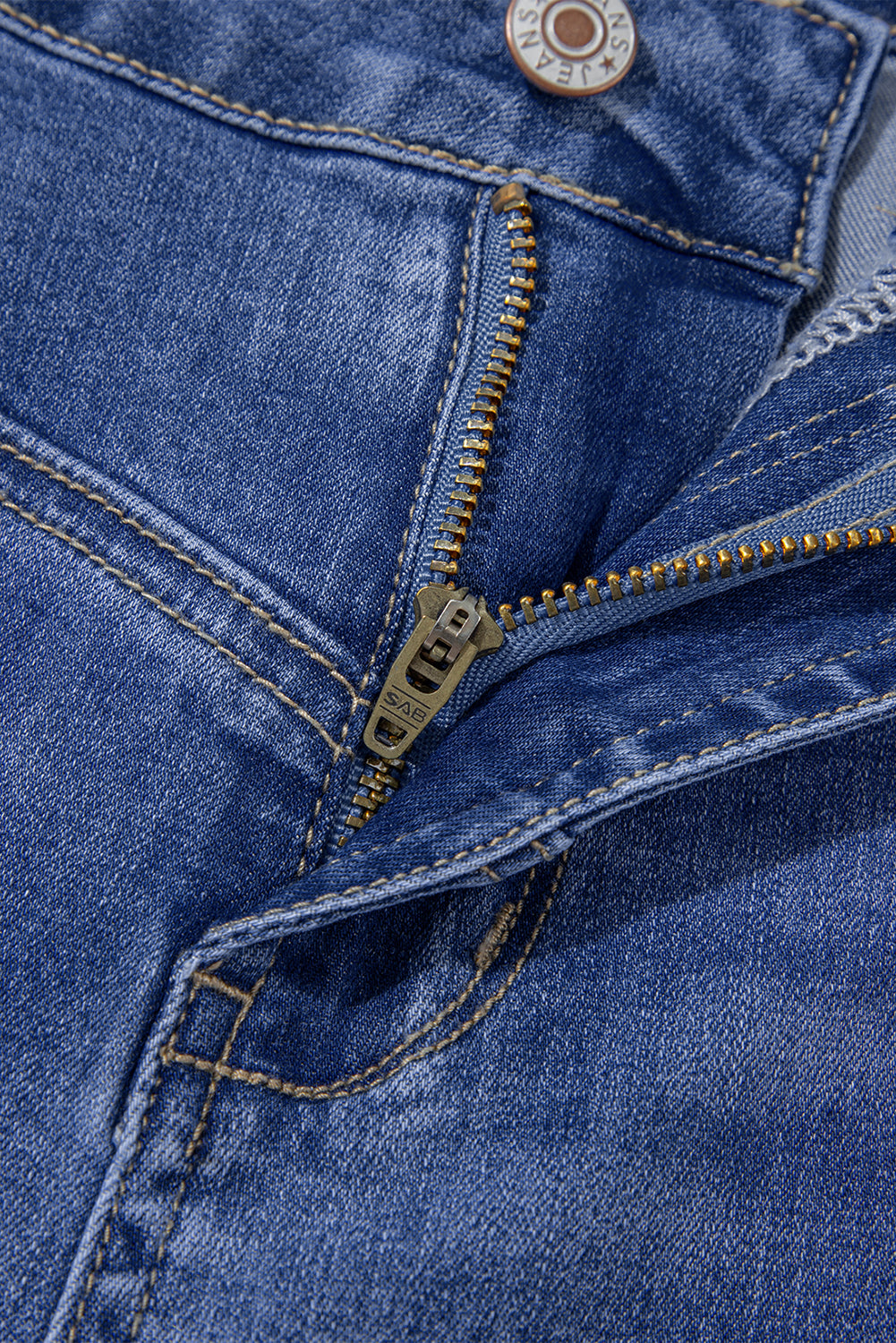 Beau Blue Tailored Center Seam Detail Straight Jeans