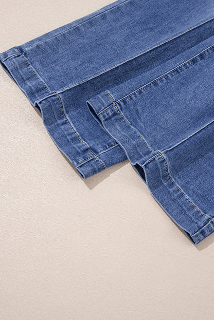 Beau Blue Tailored Center Seam Detail Straight Jeans