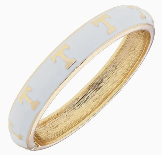 TN Vols Sculpted Enamel Logo Hinge Bangle in White