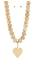 Bold Heart & Acrylic Ball Necklace Set