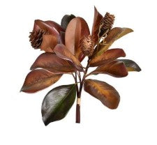 Fall Magnolia Leaf Bundle with Pinecone
