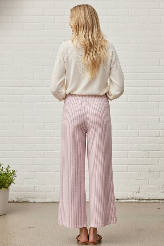 Striped Cotton Wide Leg Pants
