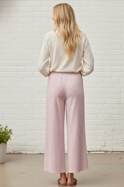 Striped Cotton Wide Leg Pants