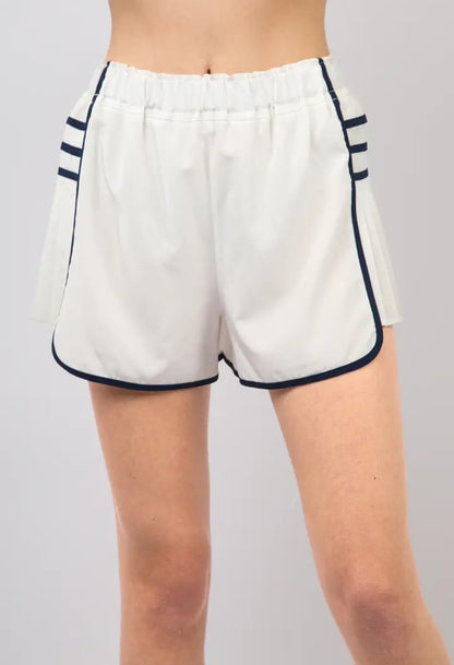 White Pleated side shorts