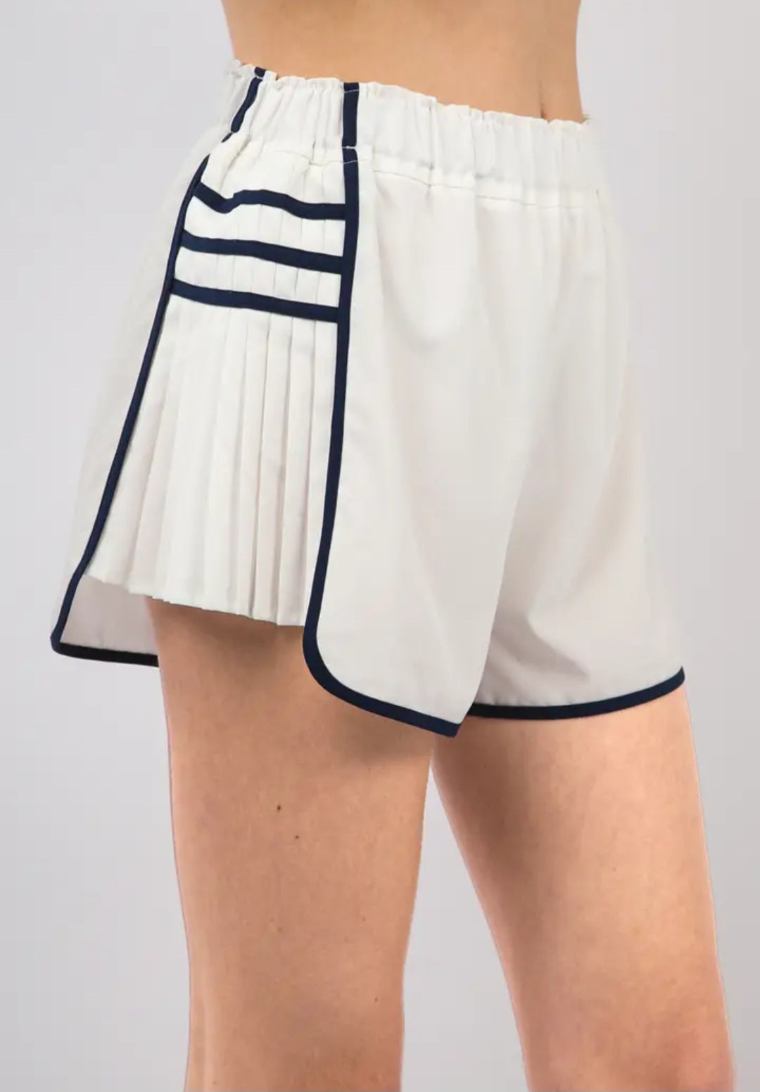 White Pleated side shorts
