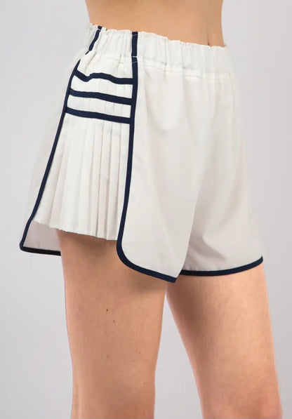 White Pleated side shorts