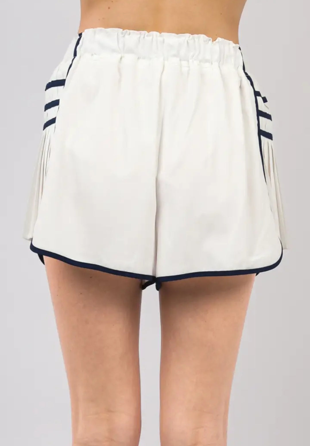 White Pleated side shorts