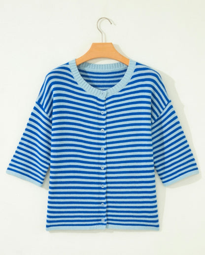 Blue Stripe Loose Cardigan