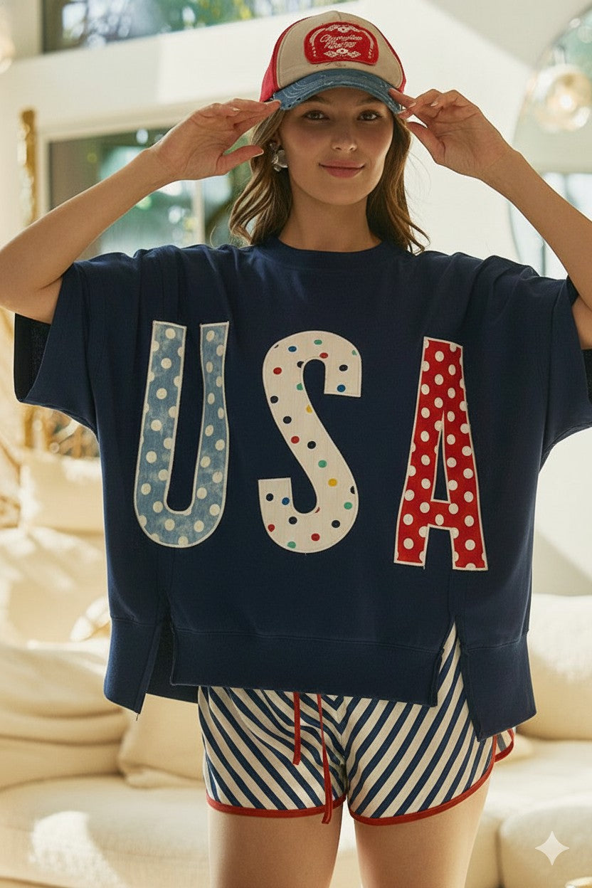 USA Lettered Loose Fit Top