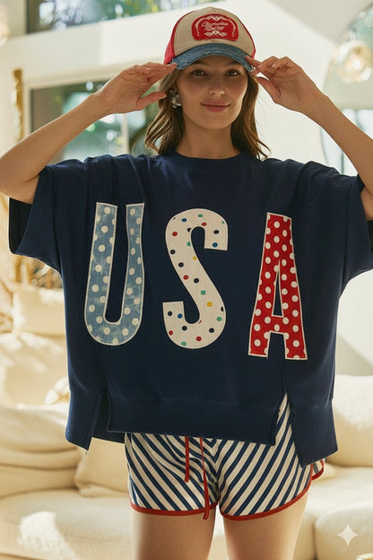 USA Lettered Loose Fit Top