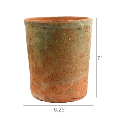 Rustic Terra Cotta Cylinder - Lrg - Antique Red
